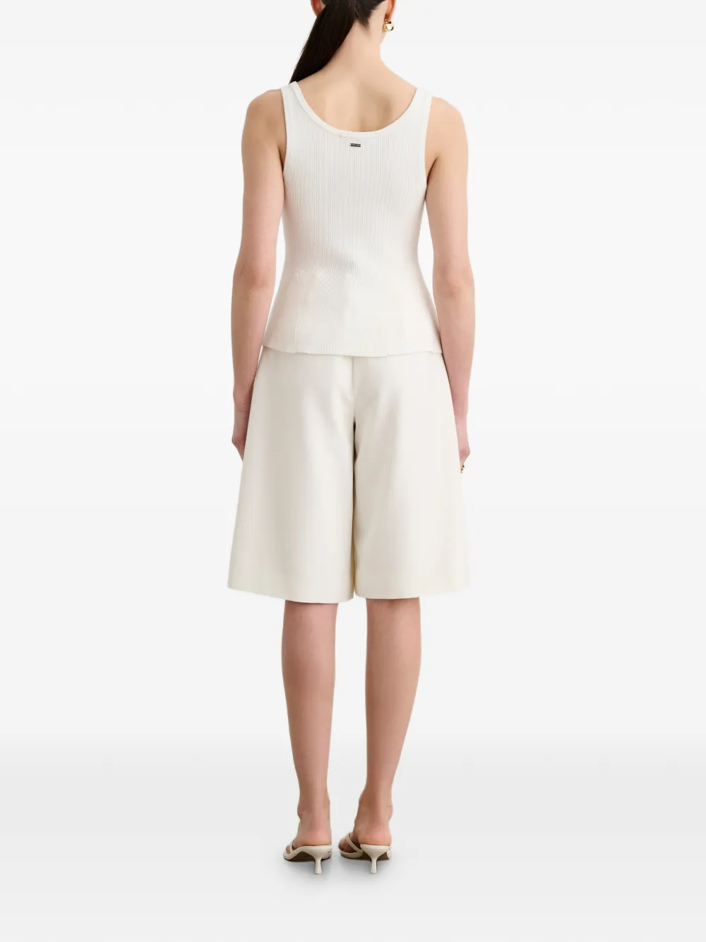  Toccin Eden Button-front Flared Tank Top - White 