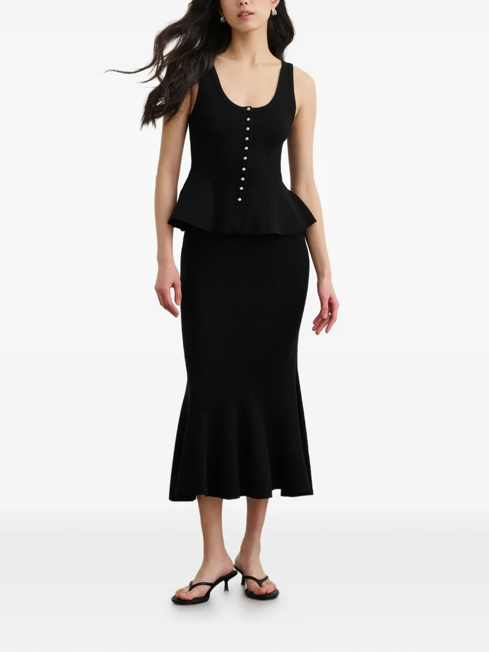 Toccin Lynn pull-on midi-rok Zwart