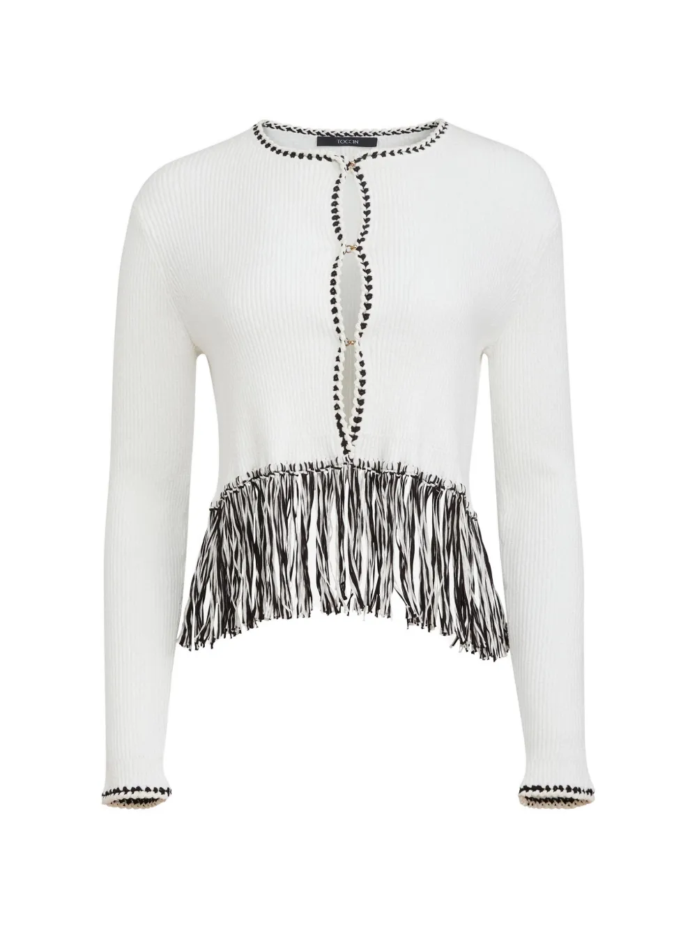 Toccin Monroe long-sleeve fringe-detail cotton cardigan - Bianco