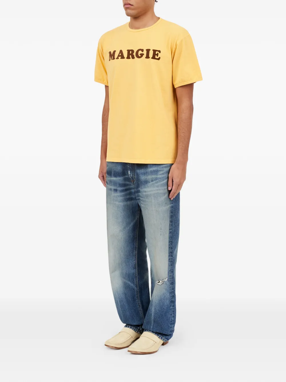 MM6 Maison Margiela Jersey T-shirt Geel