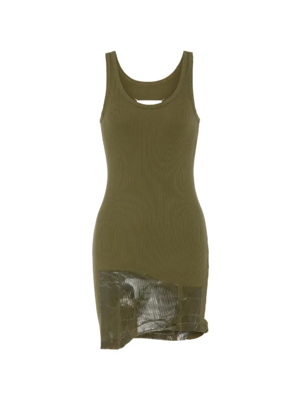 Maison Margiela Taped Rib Mini Dress in Green