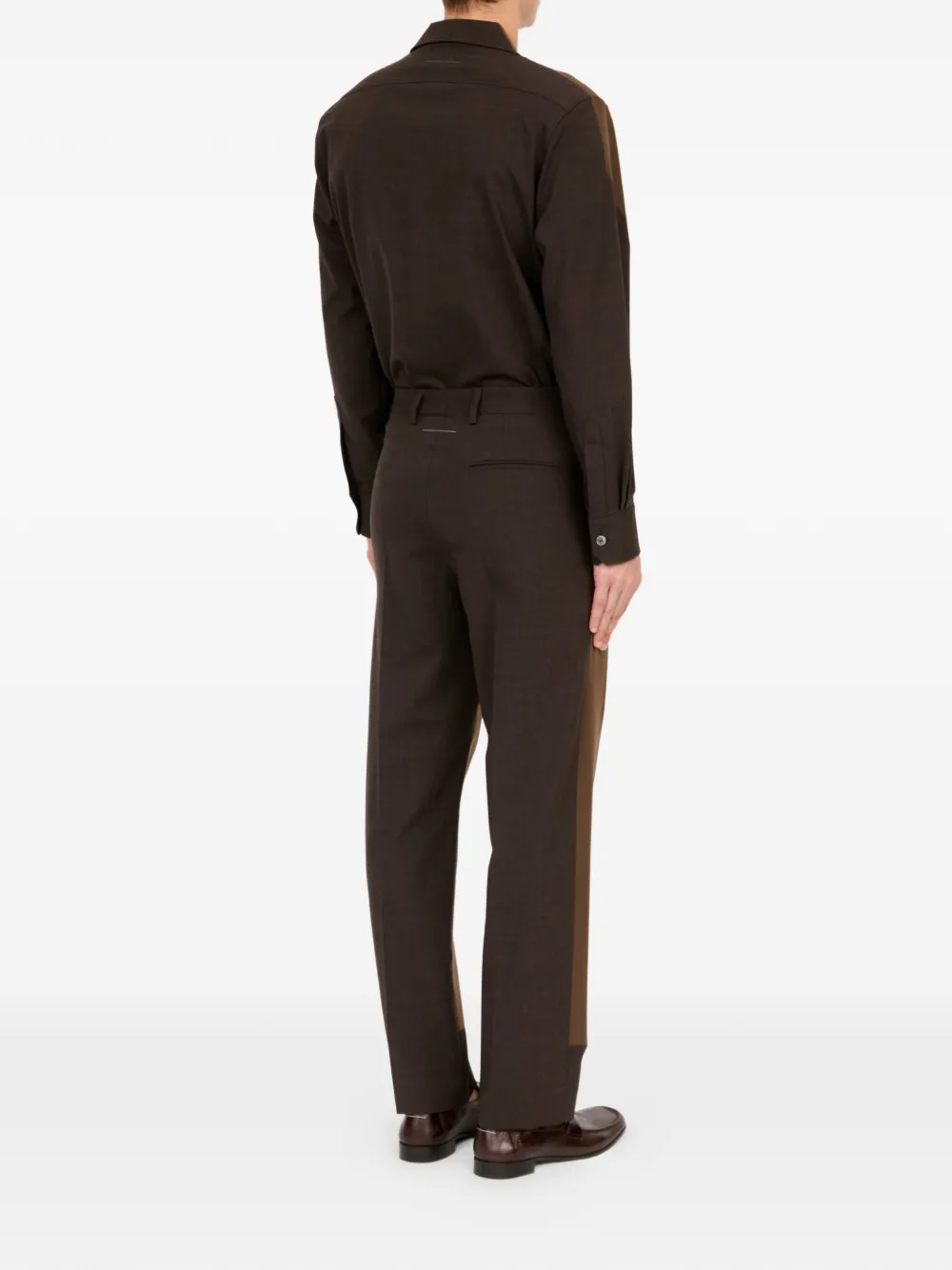 MM6 Maison Margiela Pantalon met colourblocking Bruin