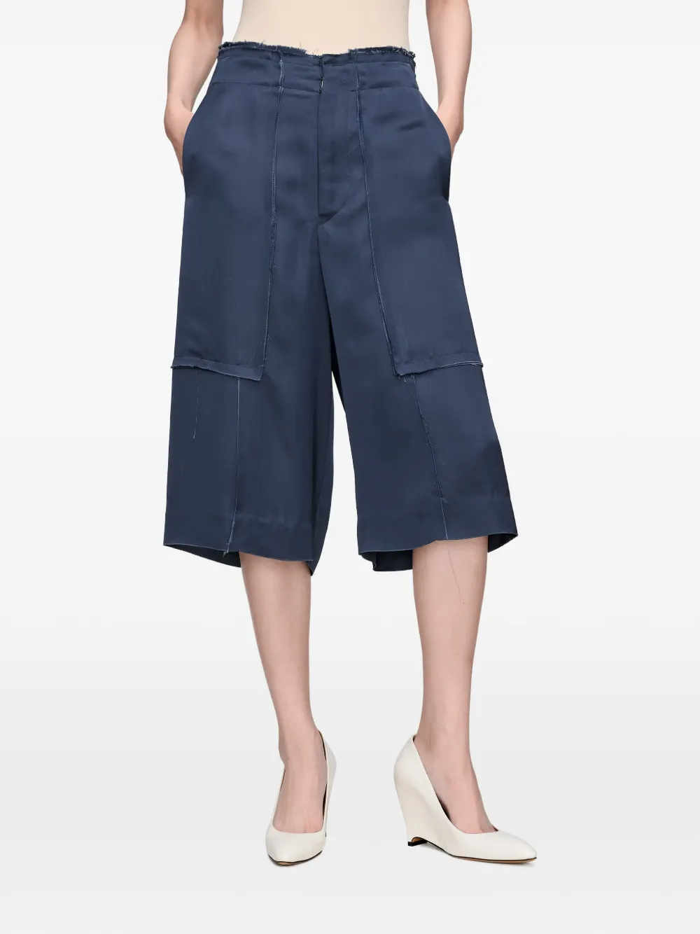 Maison Margiela Shorts met gerafelde afwerking en vlakken Blauw