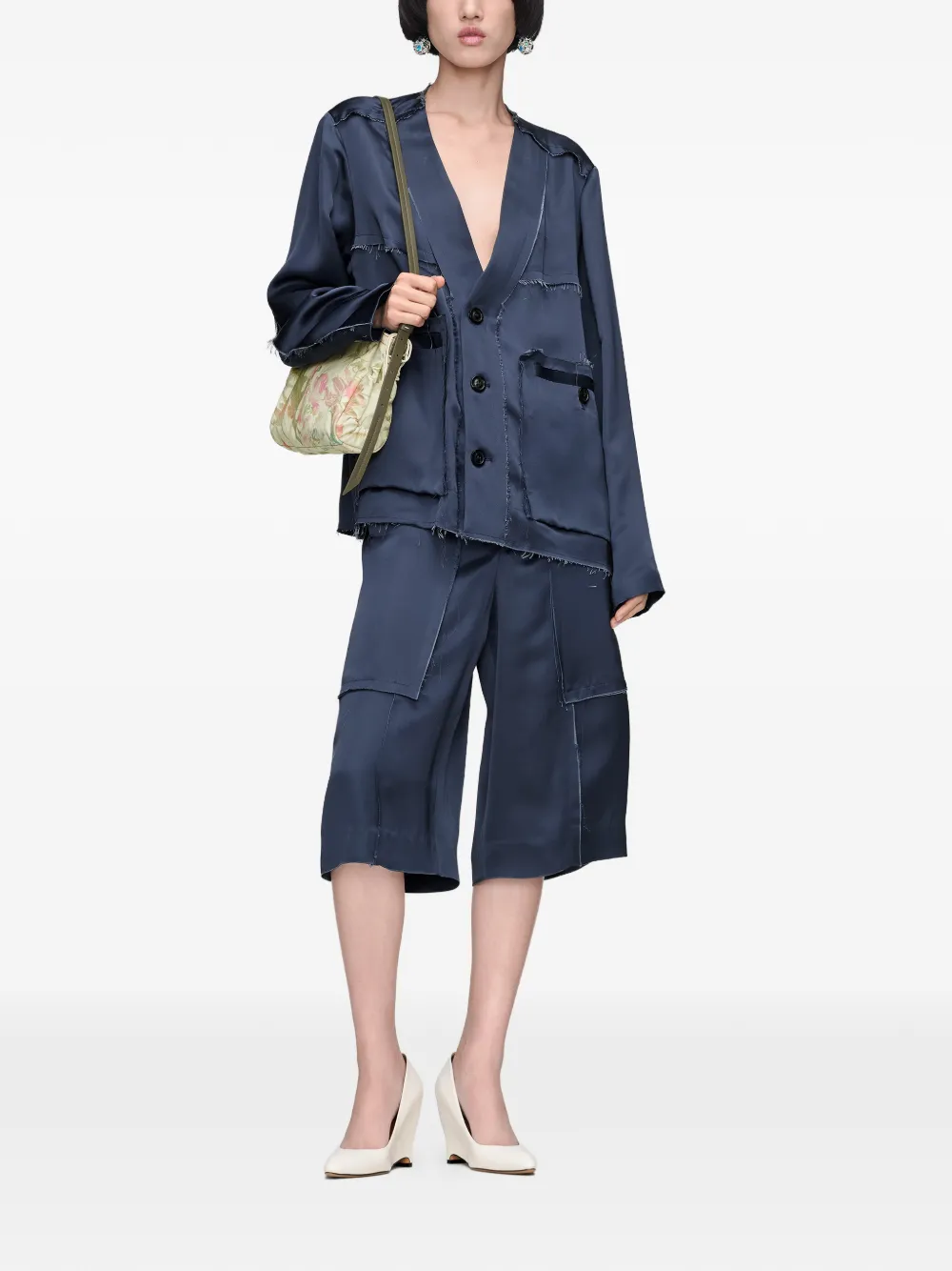 Maison Margiela Shorts met gerafelde afwerking en vlakken Blauw