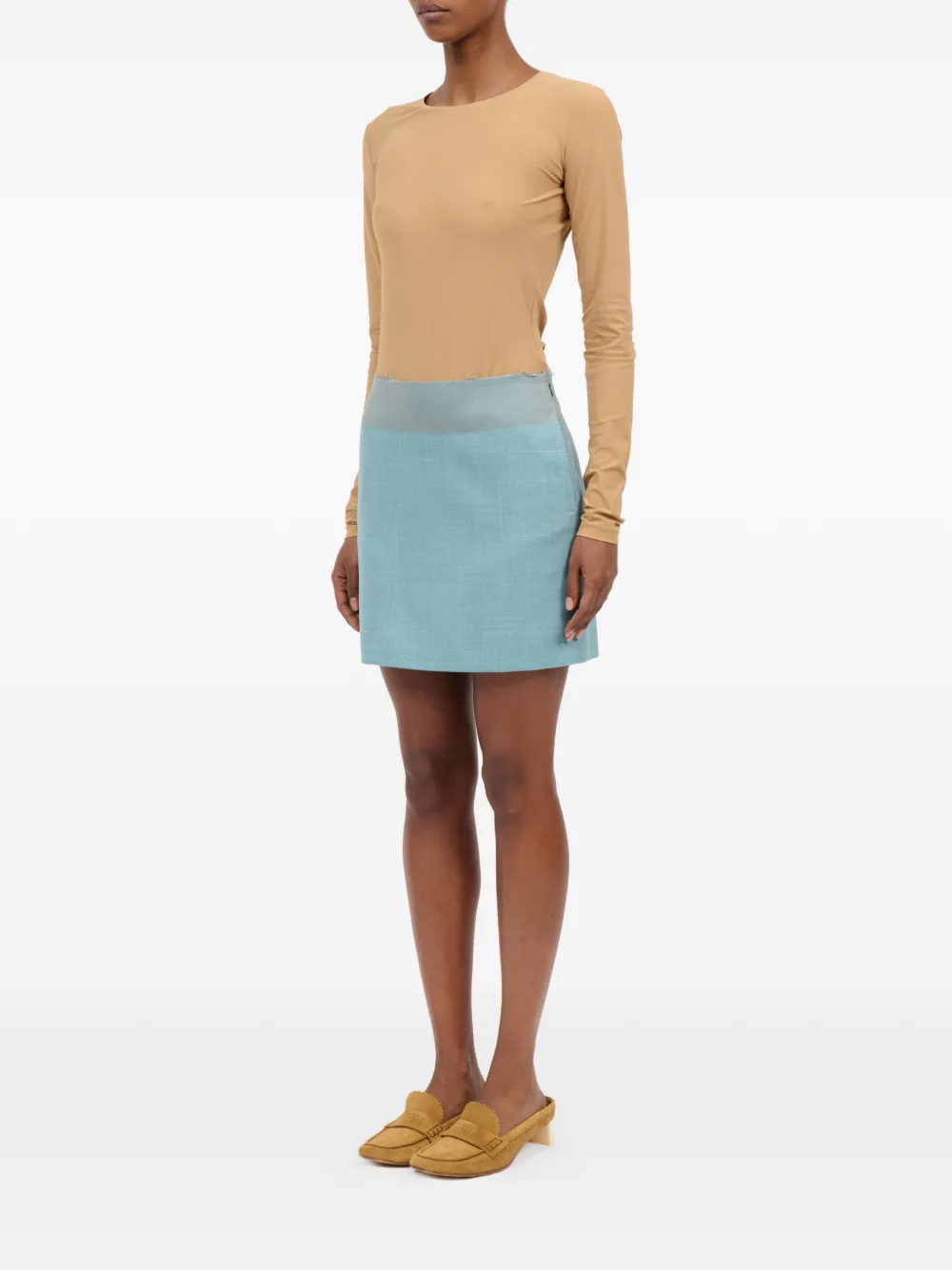 MM6 Maison Margiela Tweekleurige wollen mini-rok Blauw