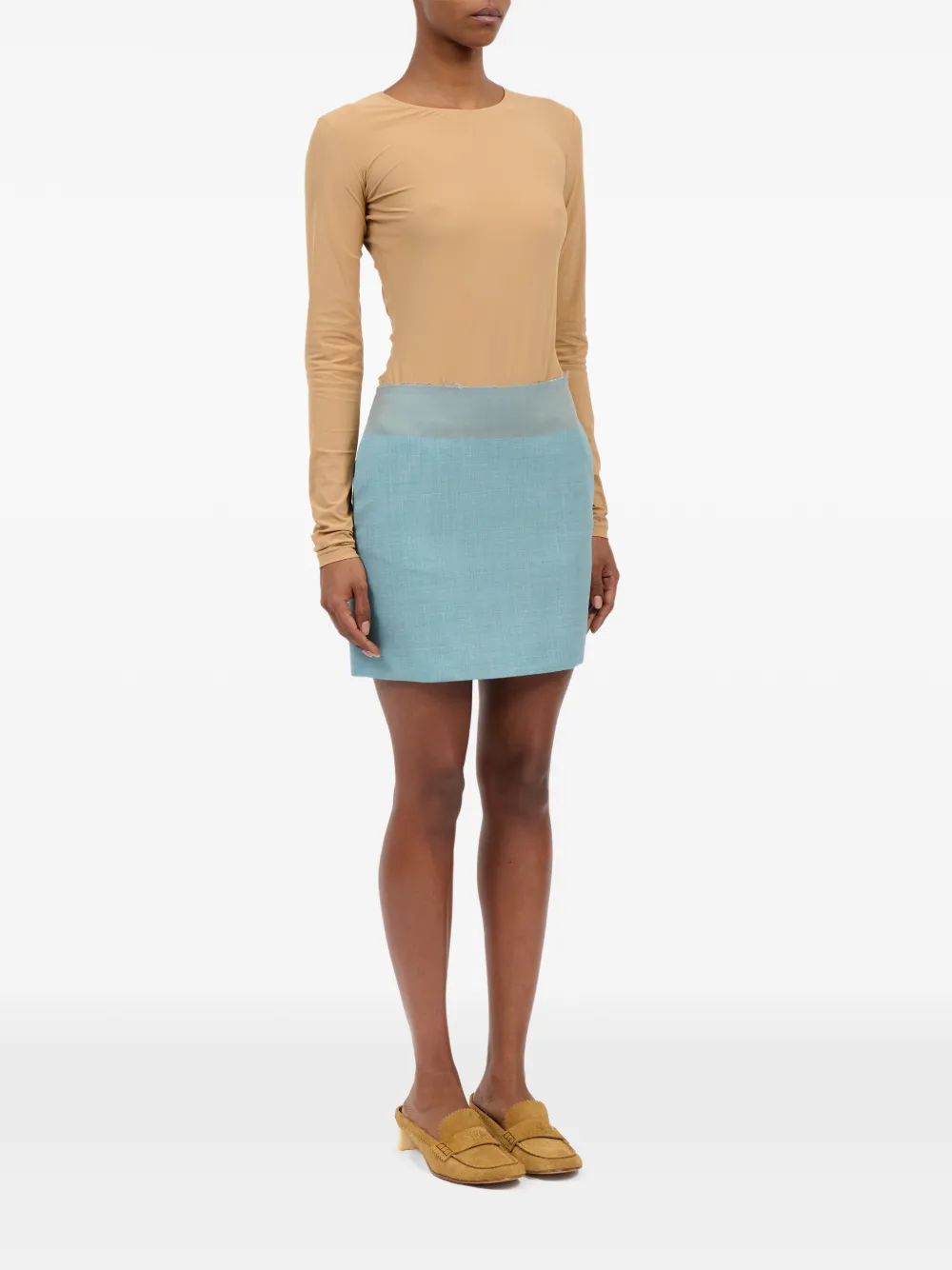 MM6 Maison Margiela Tweekleurige wollen mini-rok Blauw