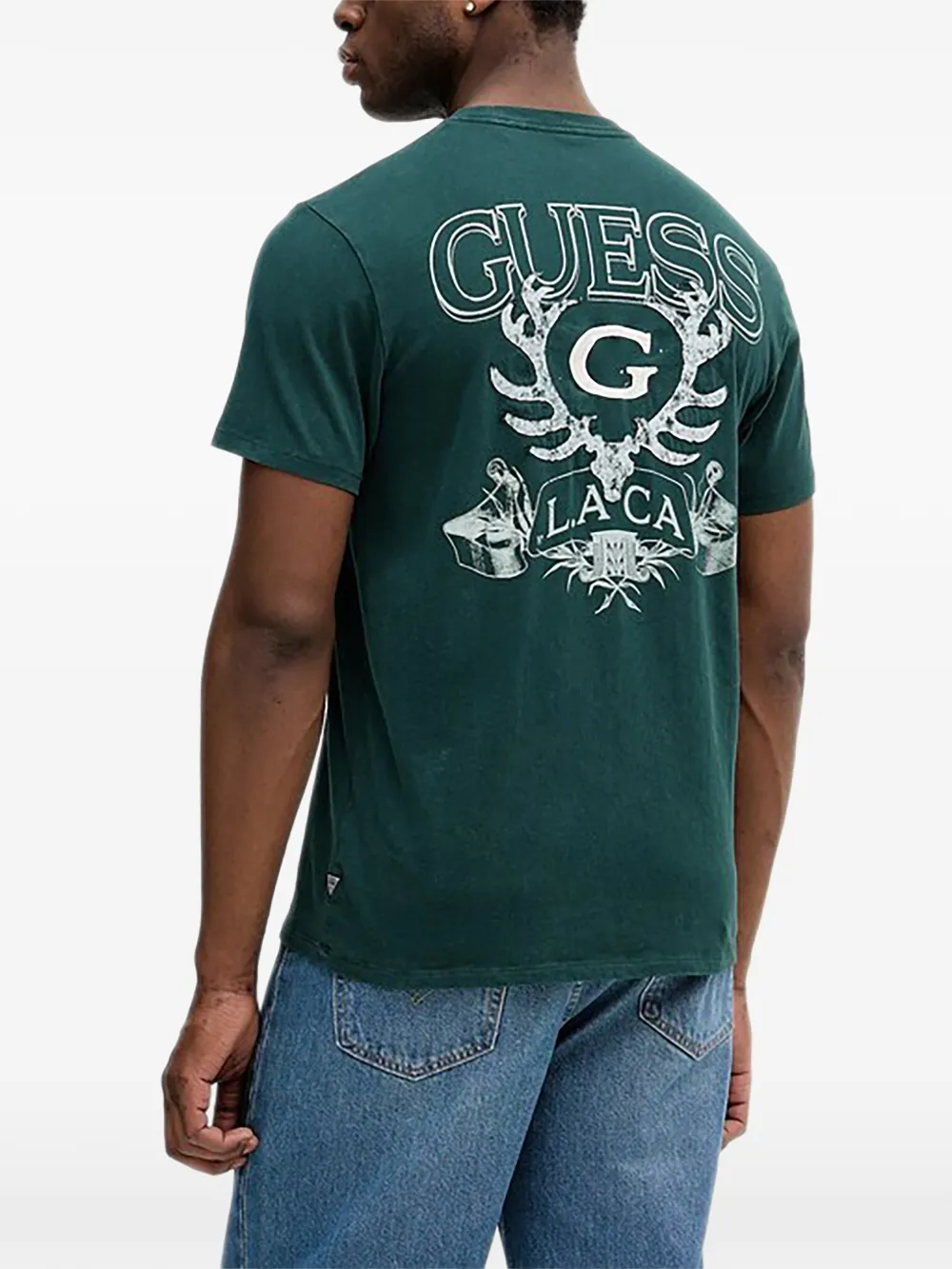 GUESS USA T-shirt met grafische print Groen