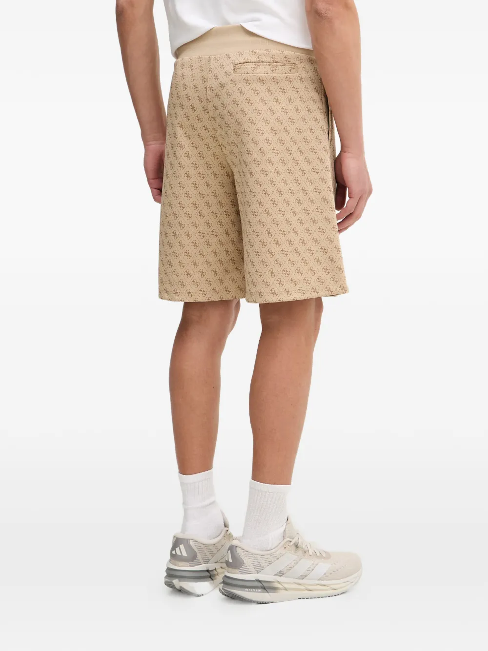 GUESS USA Korbin shorts met trekkoord en monogram-patroon Beige