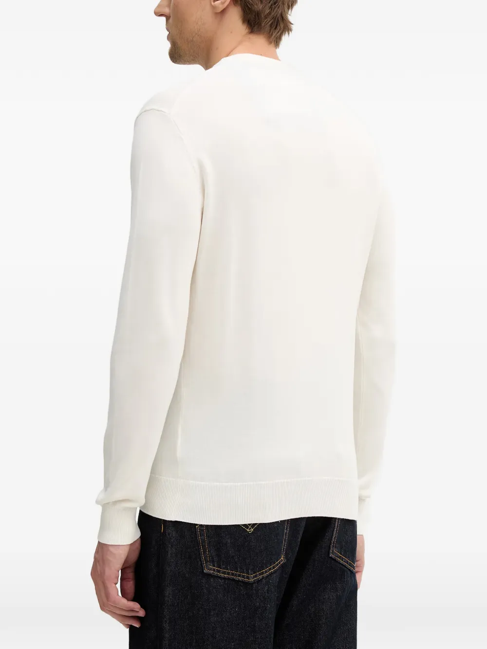 GUESS USA crew-neck logo sweater Beige