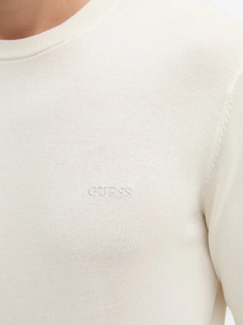 GUESS USA crew-neck logo sweater Beige