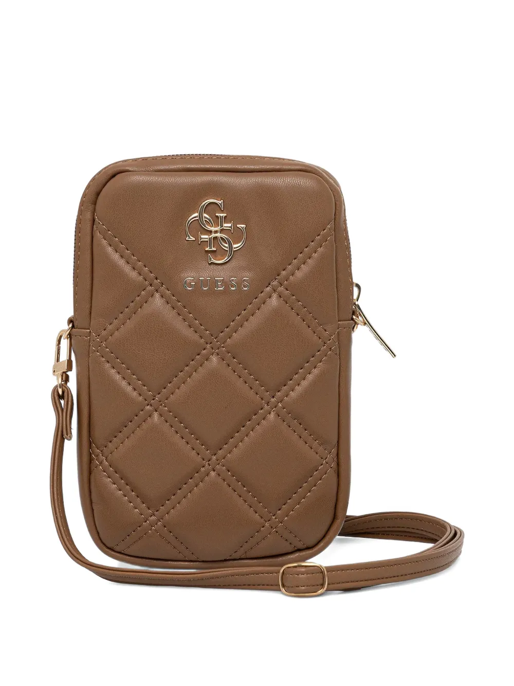GUESS USA quilted logo-plaque phone bag - Marrone