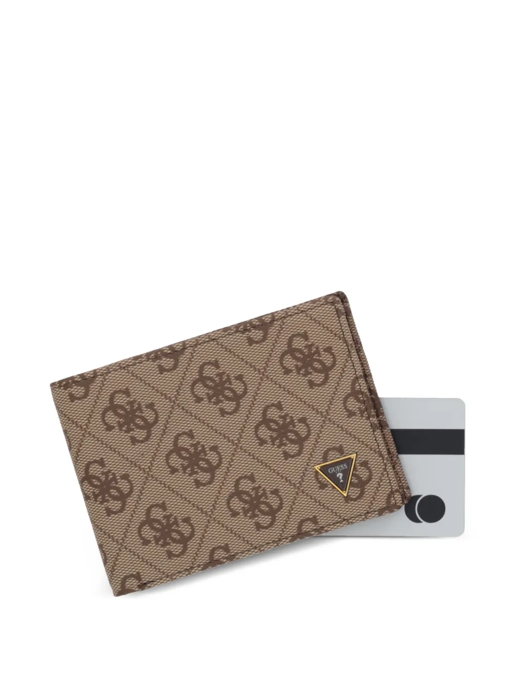 GUESS USA Portemonnee met monogramprint en logoplakkaat Beige