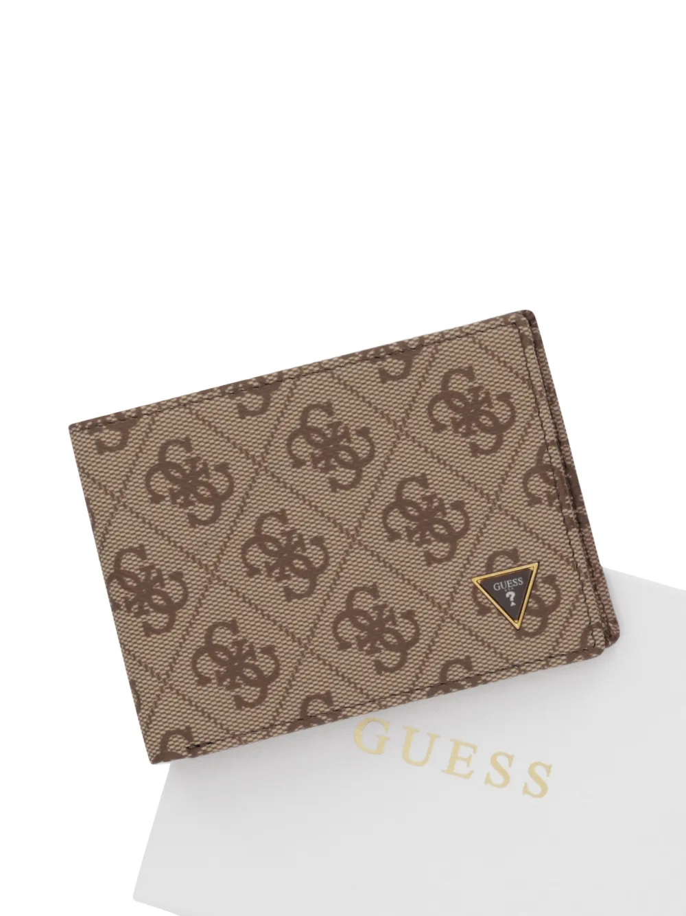GUESS USA Portemonnee met monogramprint en logoplakkaat Beige
