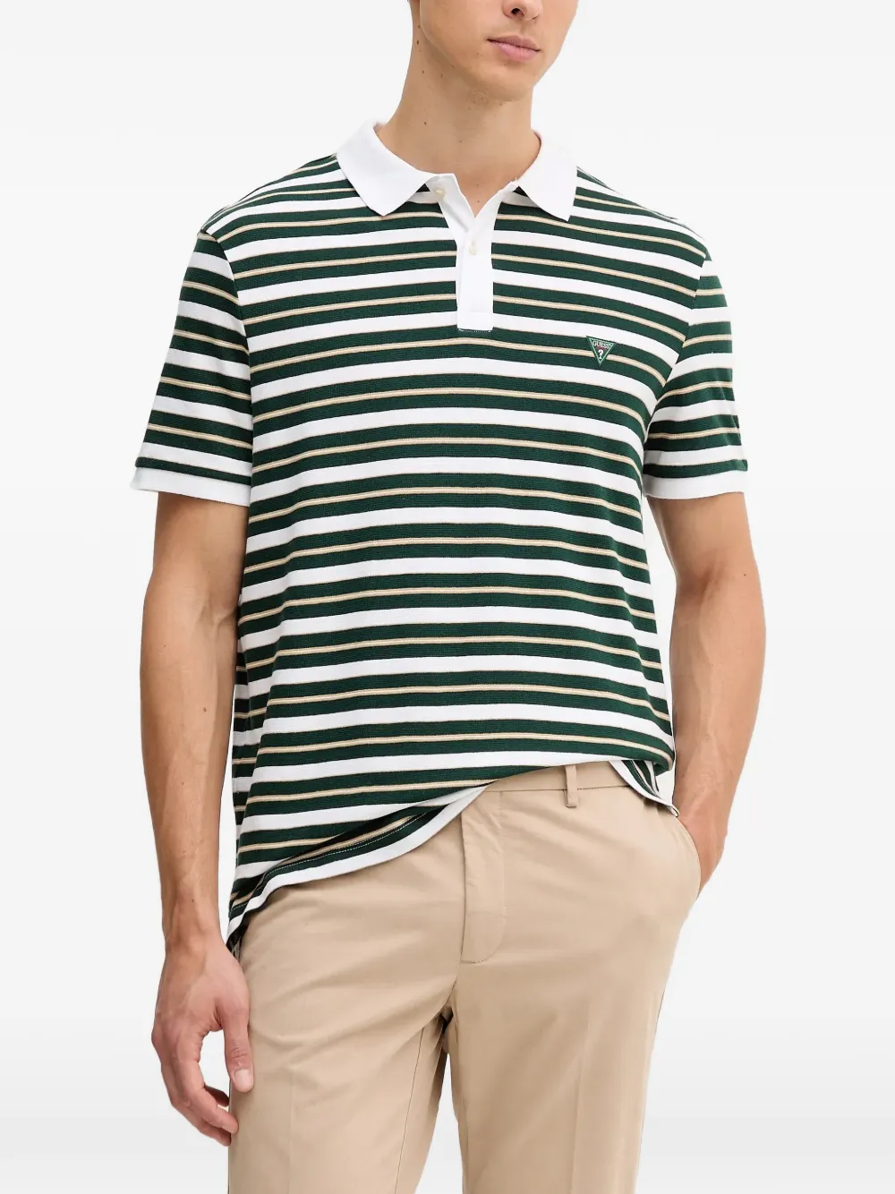 GUESS USA horizontal-stripe logo-patch polo shirt - Verde