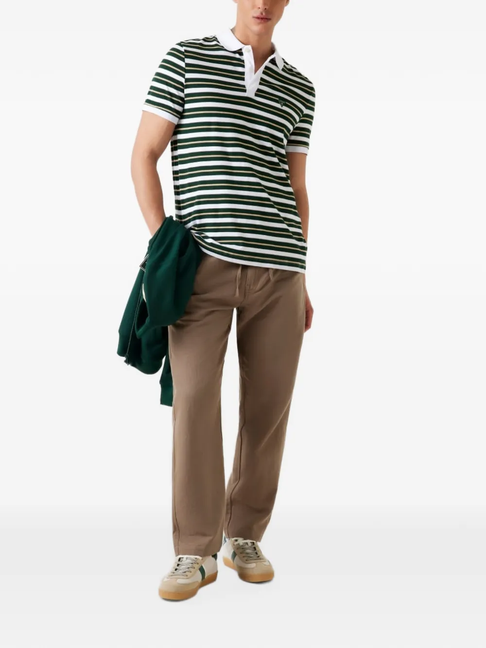 GUESS USA Poloshirt met horizontale streep en logopatch Groen