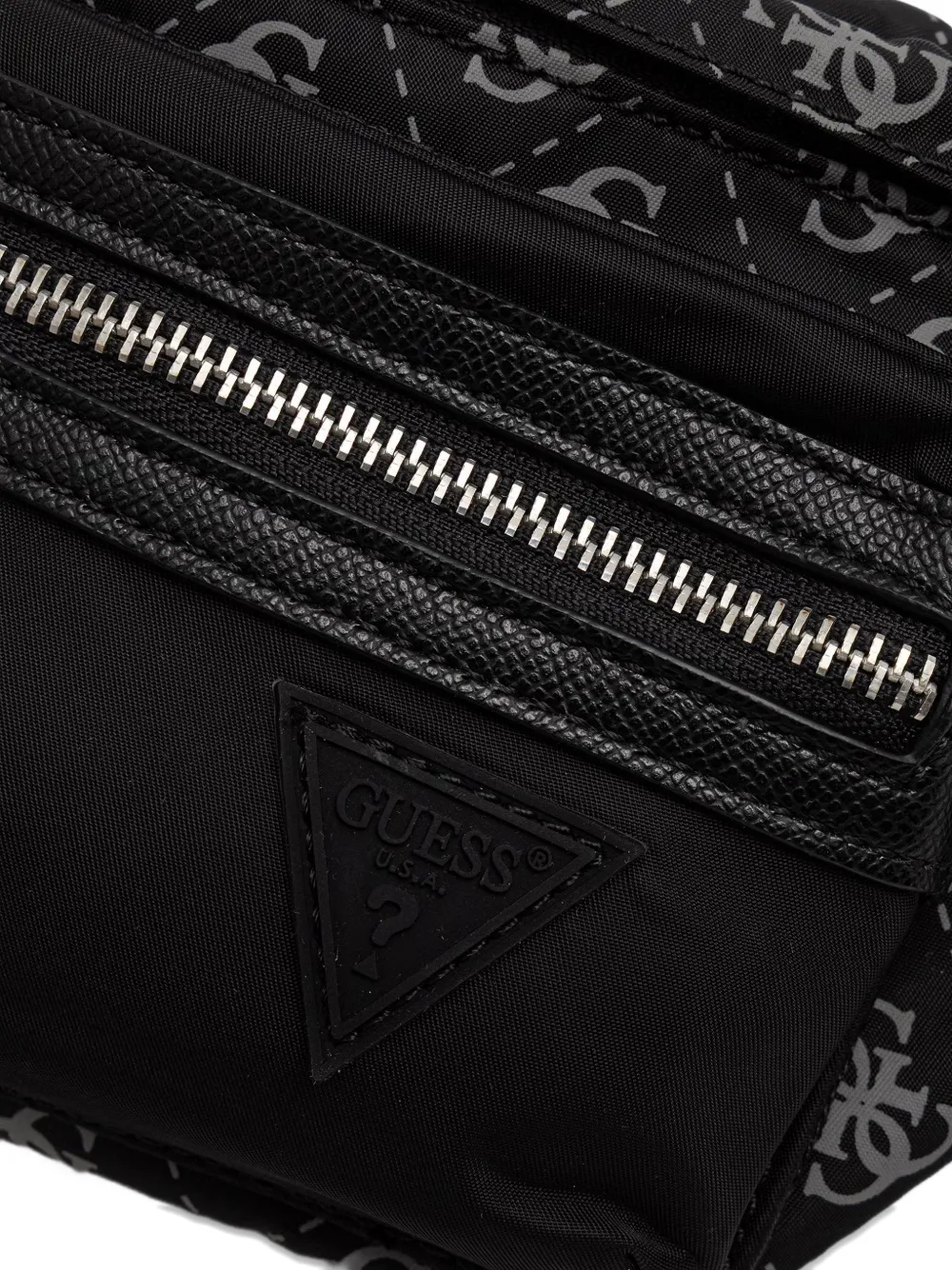 GUESS USA Heuptas met monogramprint en logopatch Zwart
