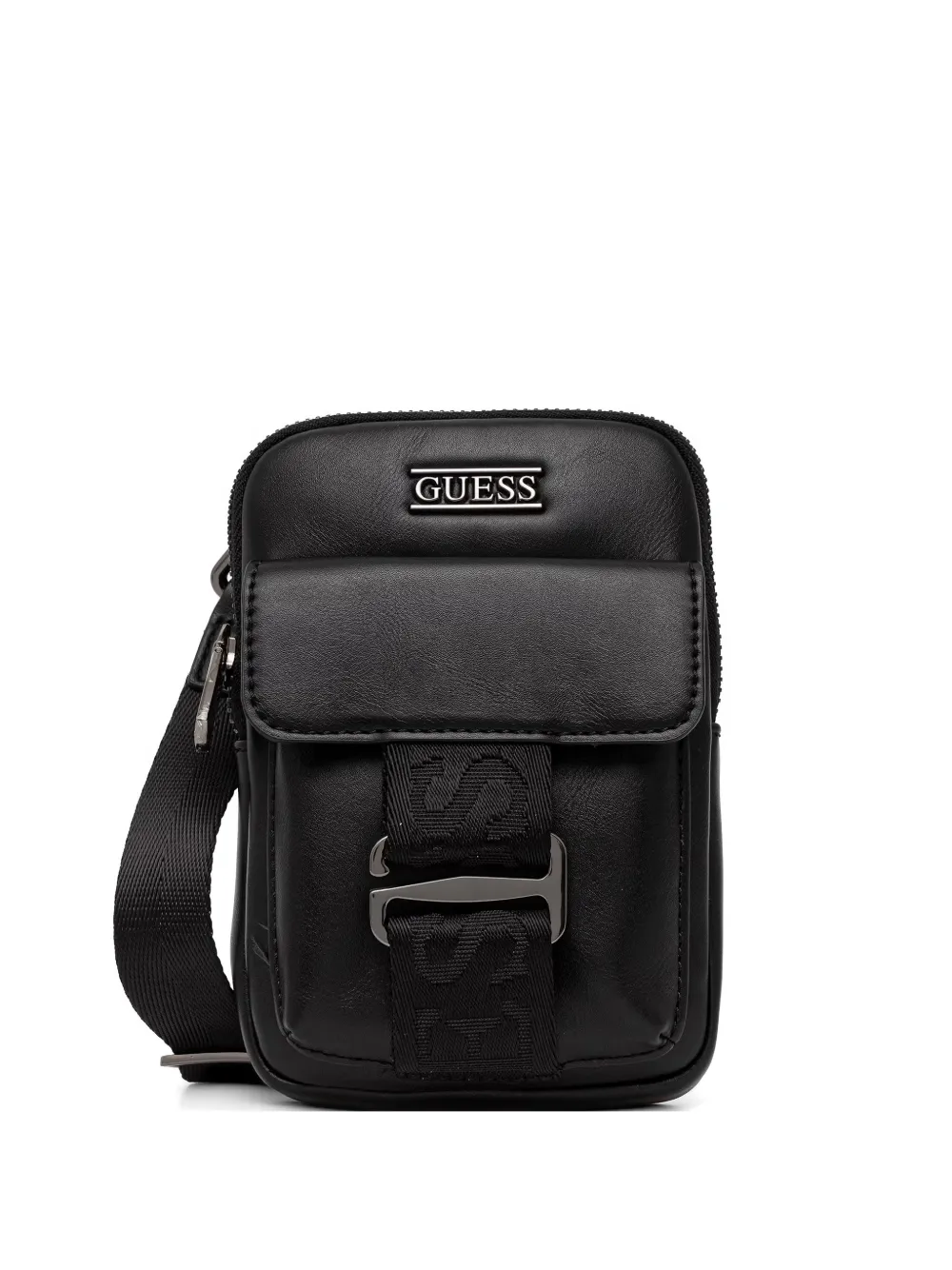 GUESS USA Boston logo-plaque flap-pocket messenger bag - Black