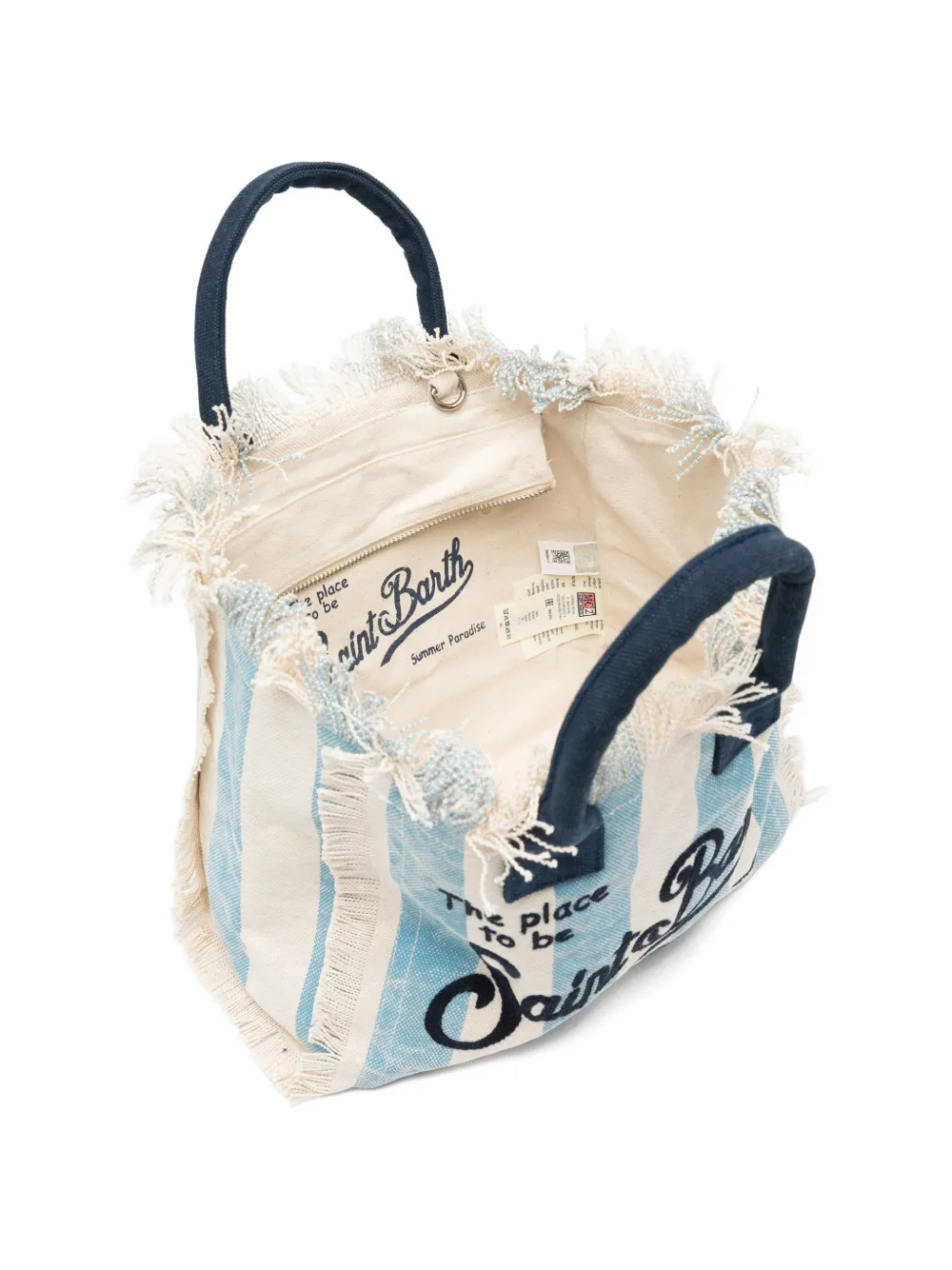 MC2 Saint Barth Colette gestreepte shopper met franje Blauw