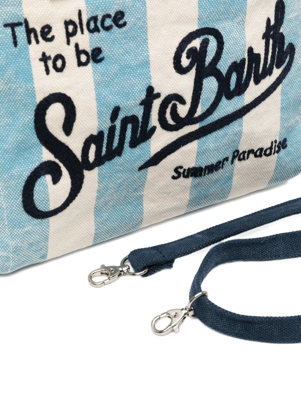 MC2 Saint Barth Colette gestreepte shopper met franje Blauw