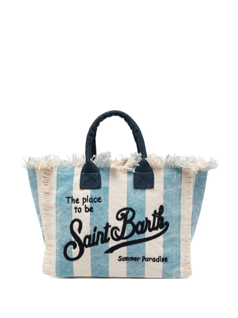 MC2 Saint Barth Colette gestreepte shopper met franje Blauw