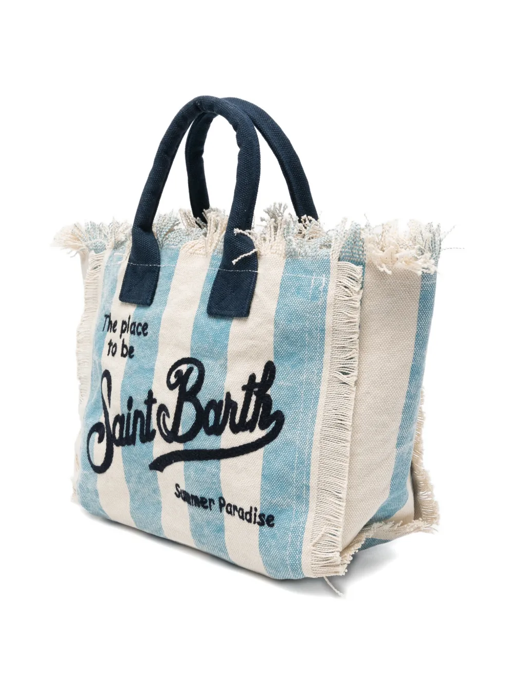 MC2 Saint Barth Colette gestreepte shopper met franje Blauw