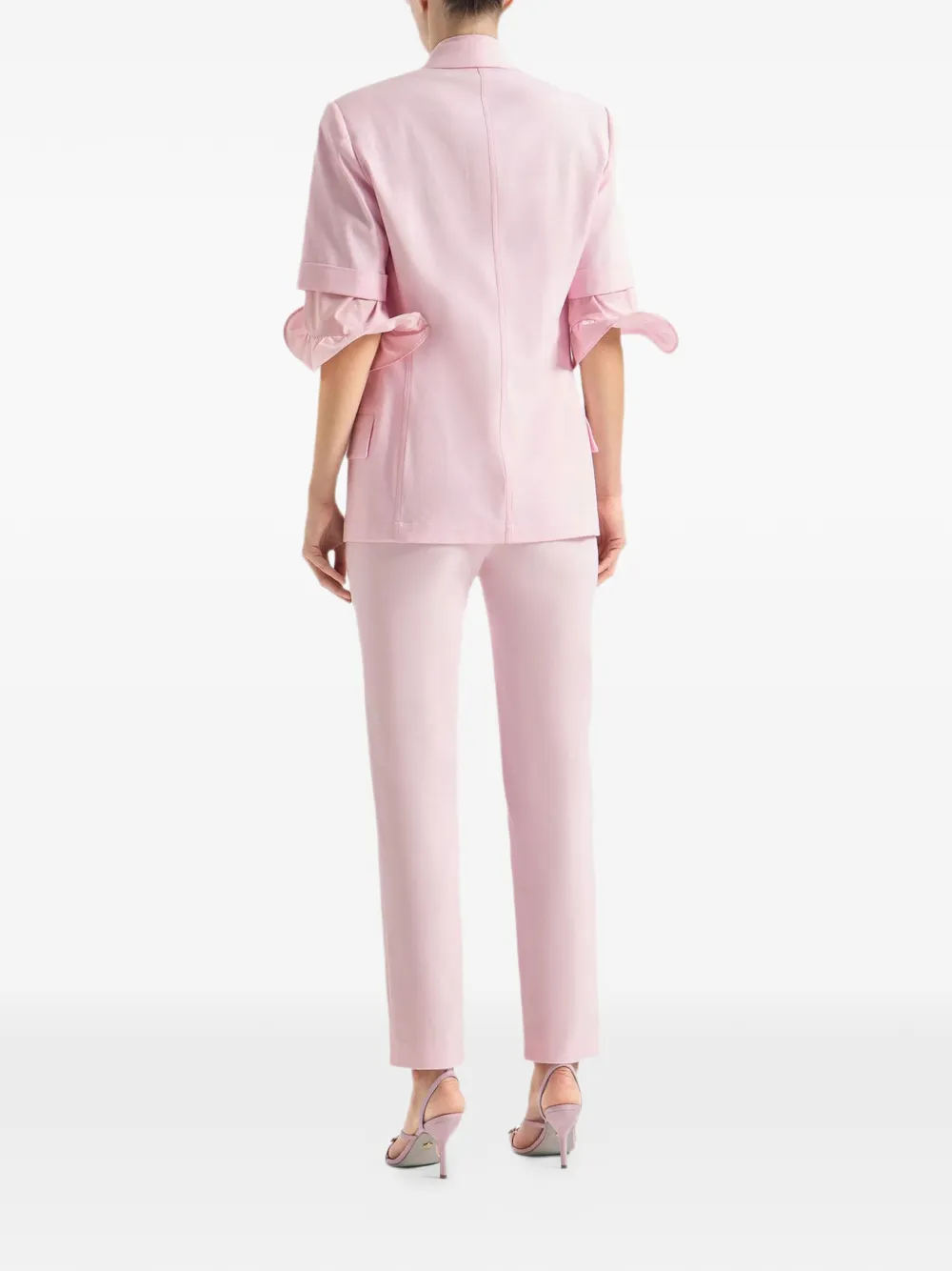  Genny Flap-pockets Short-sleeves Blazer - Pink 