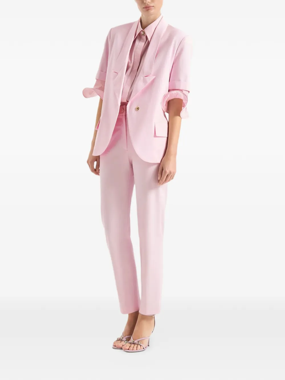  Genny Flap-pockets Short-sleeves Blazer - Pink 