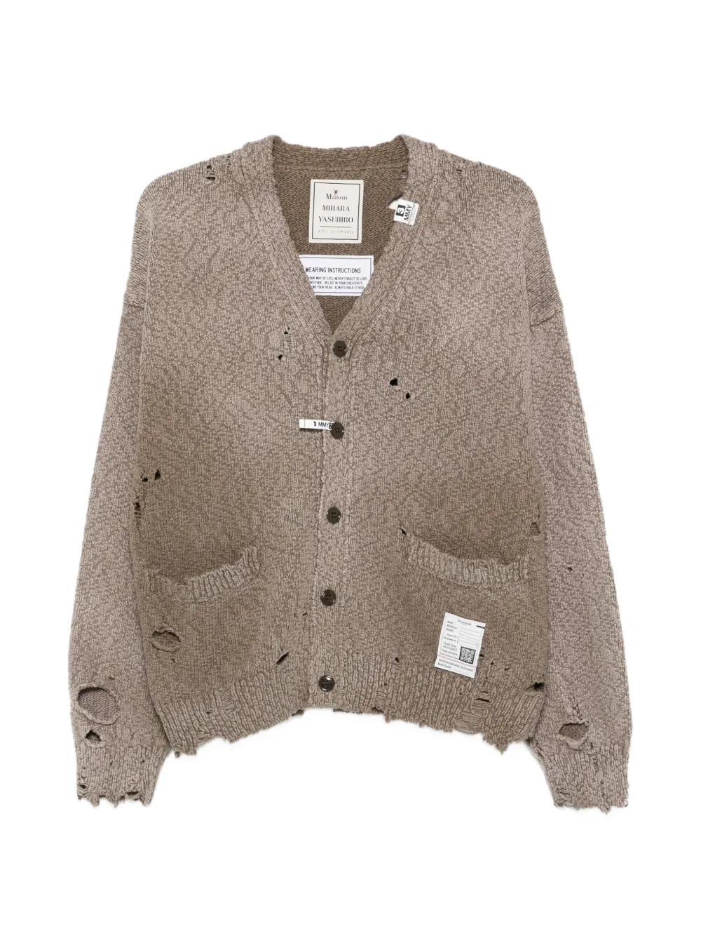 Maison MIHARA YASUHIRO distressed pocket cardigan - Marrone