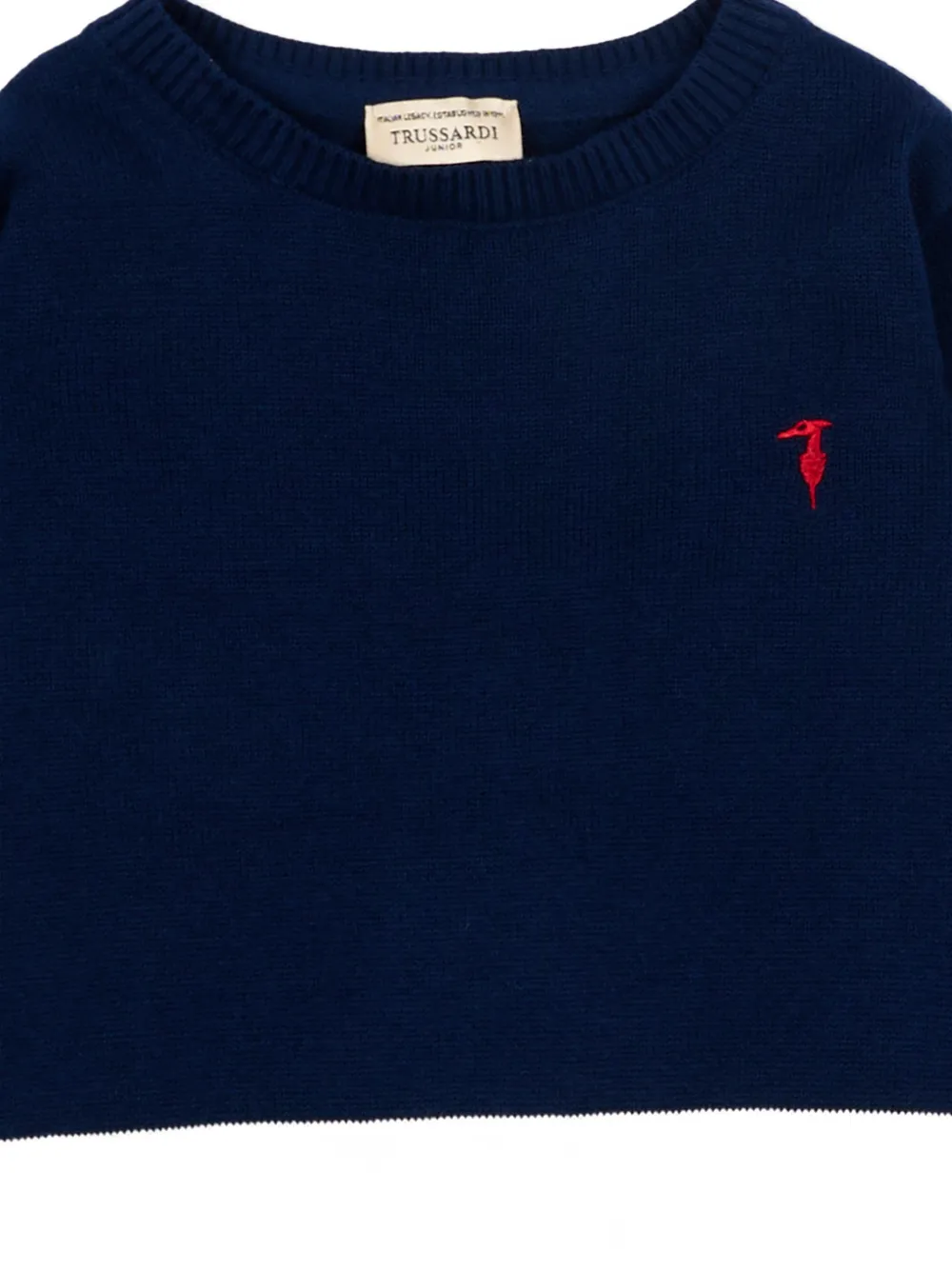  Trussardi Junior Pull à Rayures Et Broderies - Bleu 