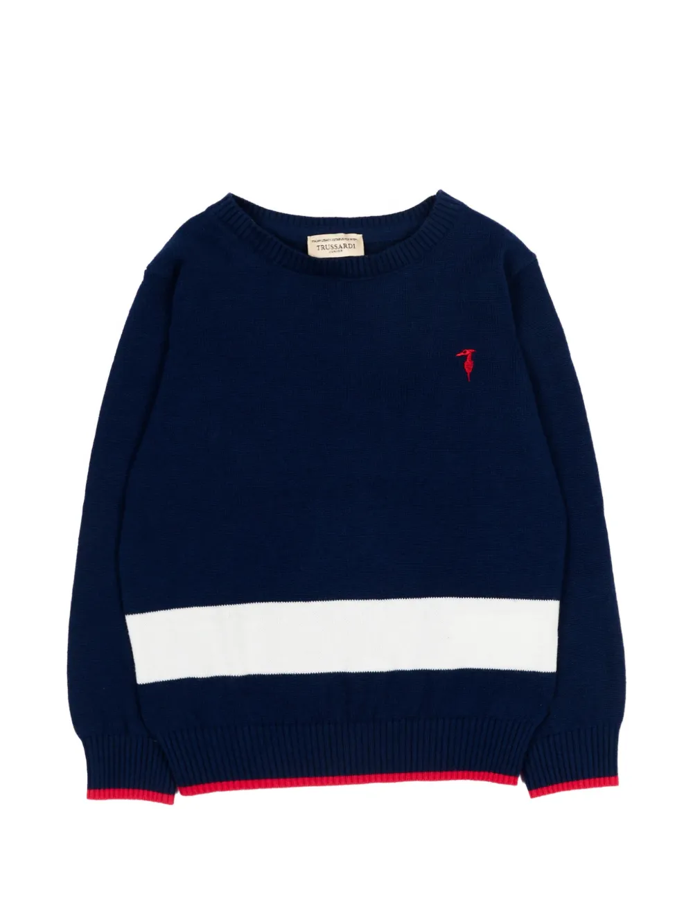 TRUSSARDI JUNIOR embroidered striped sweater - Blu