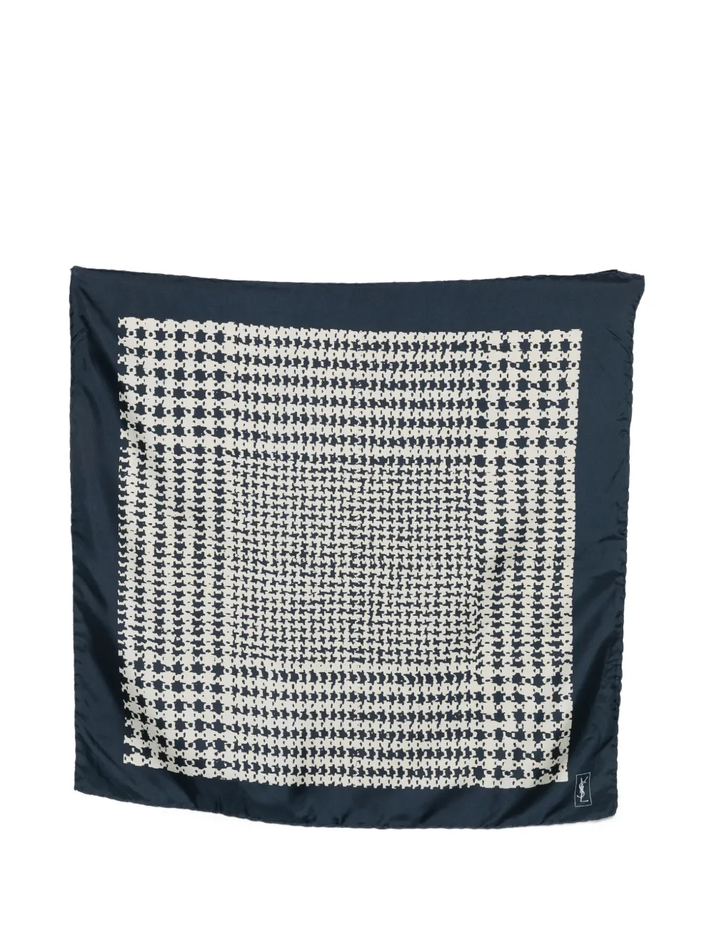 Pre-owned Saint Laurent 1990s Printed Silk Scarf In Blue