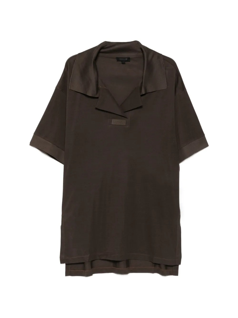 Lacoste camp-collar silk mini dress - Marrone