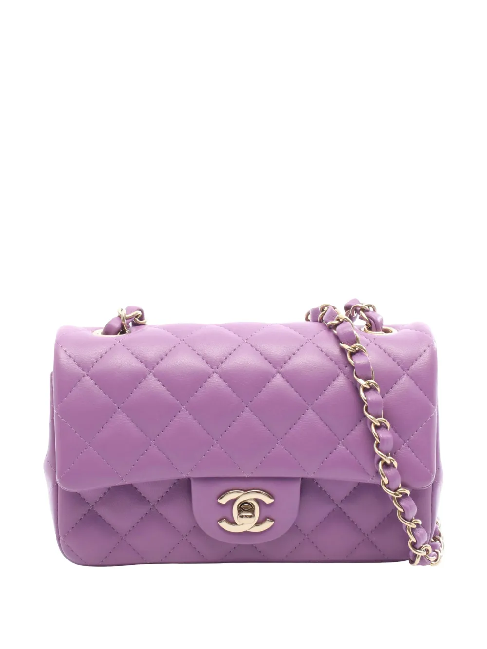 CHANEL Pre-Owned 2021-2026 Mini Rectangular Classic Lambskin Single Flap crossbody bag - Viola
