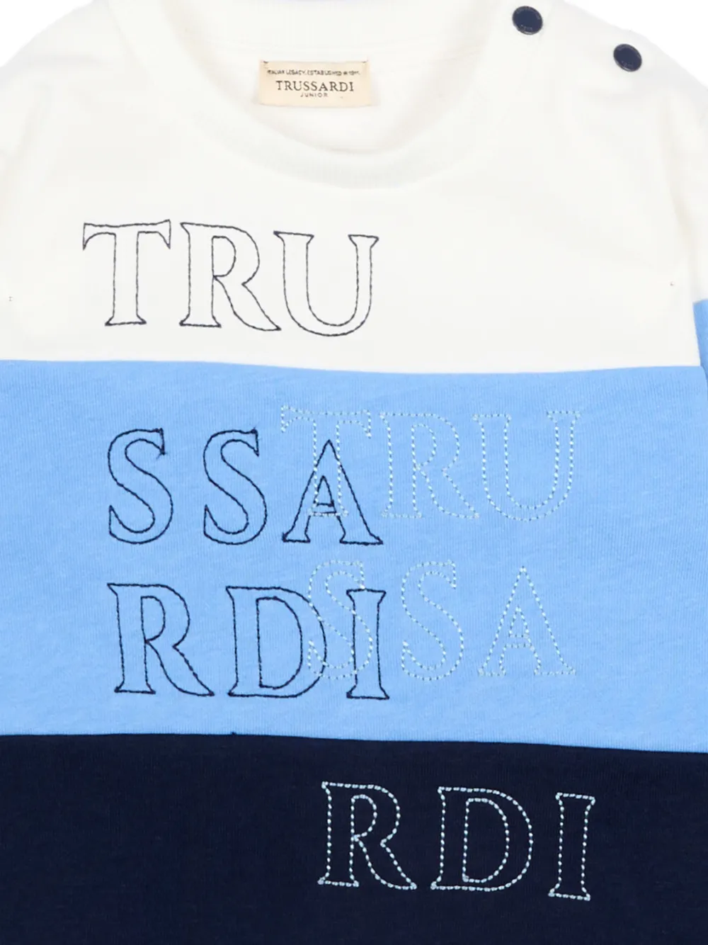  Trussardi Junior Pull à Broderies Et Rayures - Bleu 