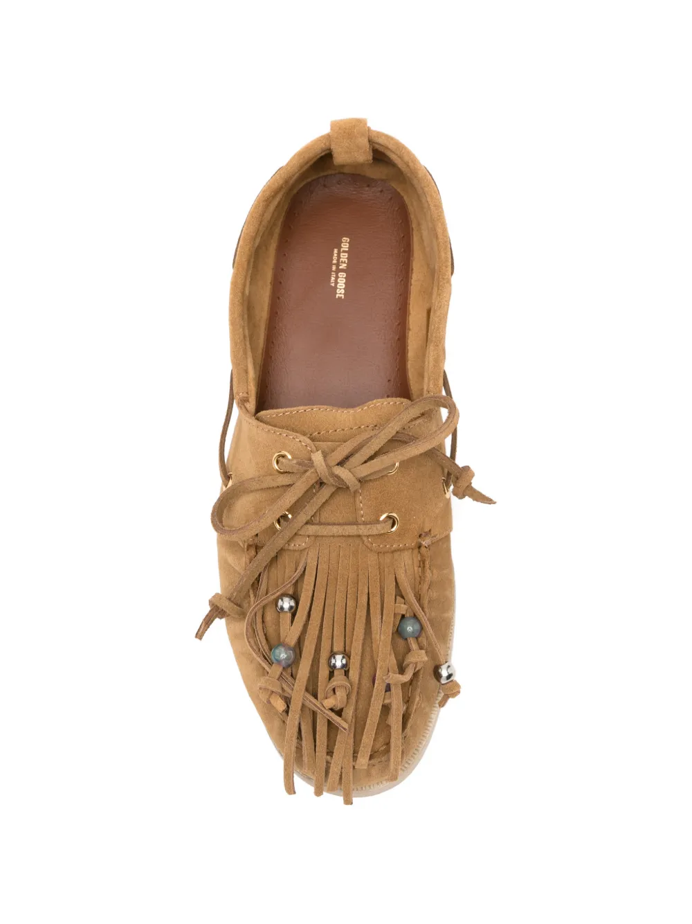 Golden Goose Bootschoenen verfraaid met kralen en franje Beige