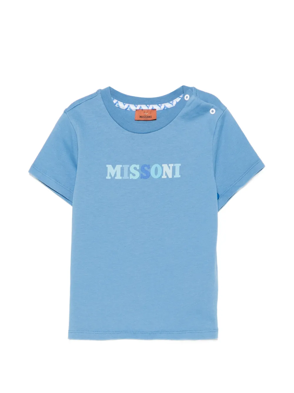 Missoni Kids logo-print shoulder-button T-shirt - Blu