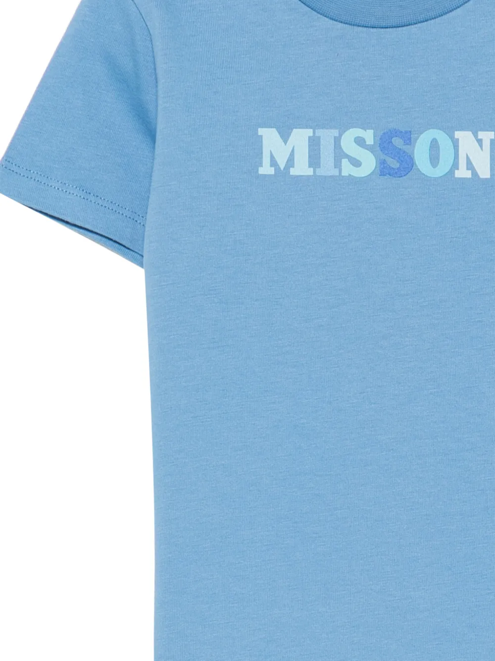 Missoni Kids T-shirt met logoprint en knoop op de schouders Blauw