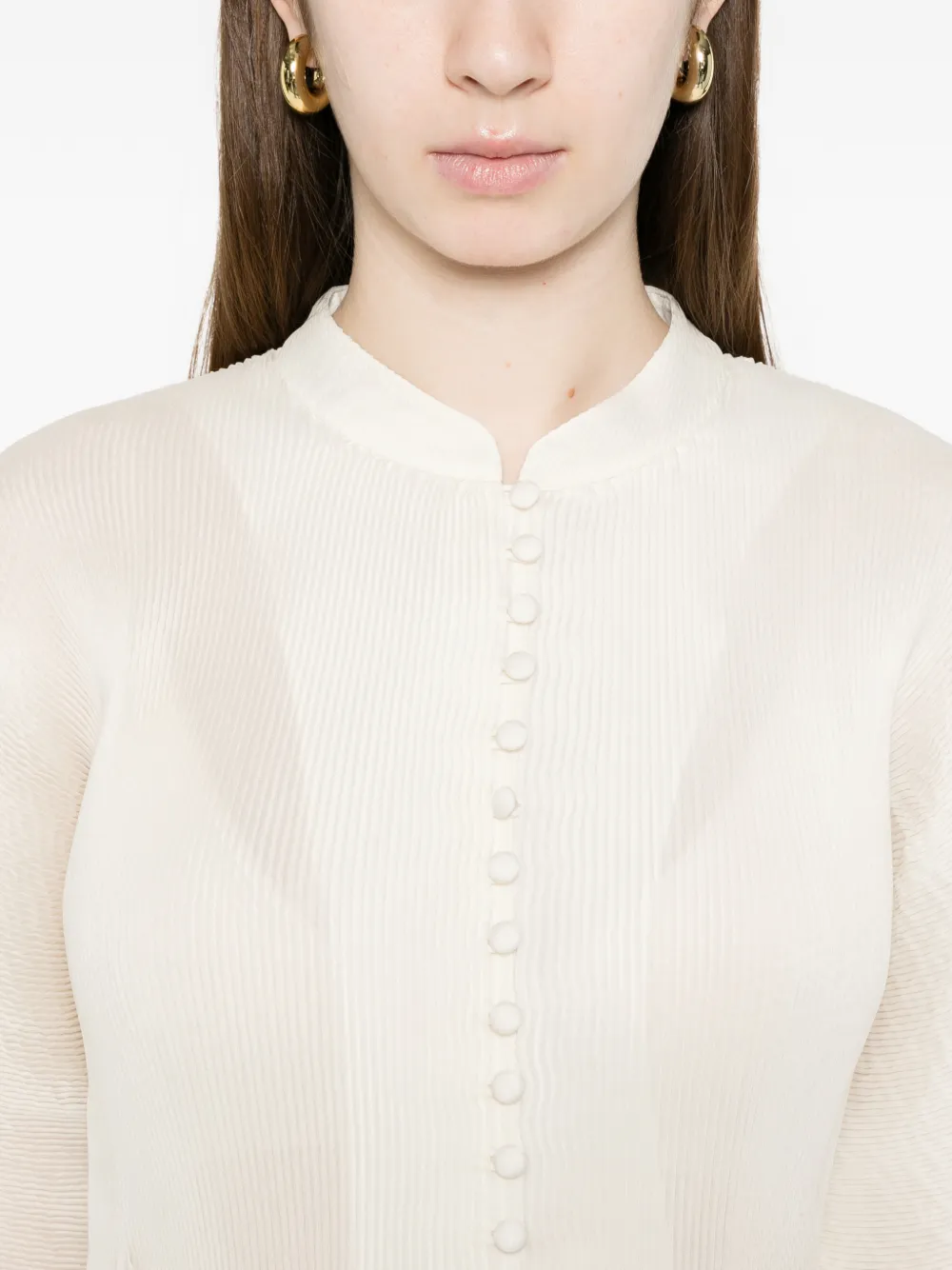 Róhe Button Patch-pocket Blouse in White, view 5