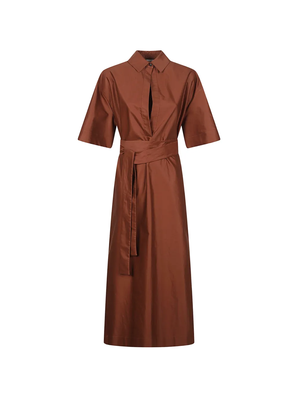 SA SU PHI belted shirt long dress - Marrone