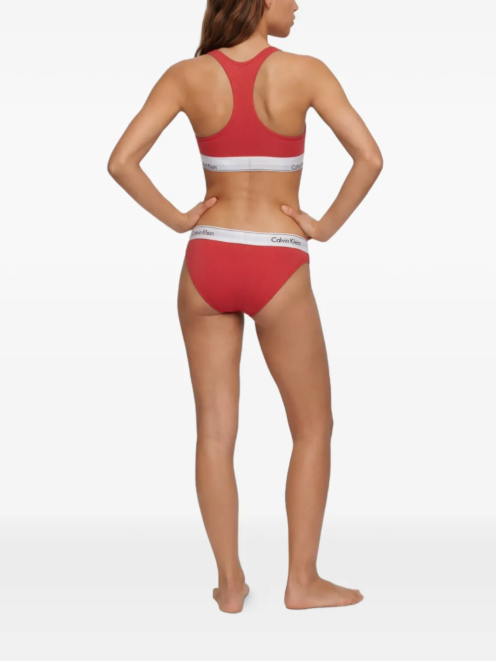  Calvin Klein Logo-trim Racerback Bra - Red 