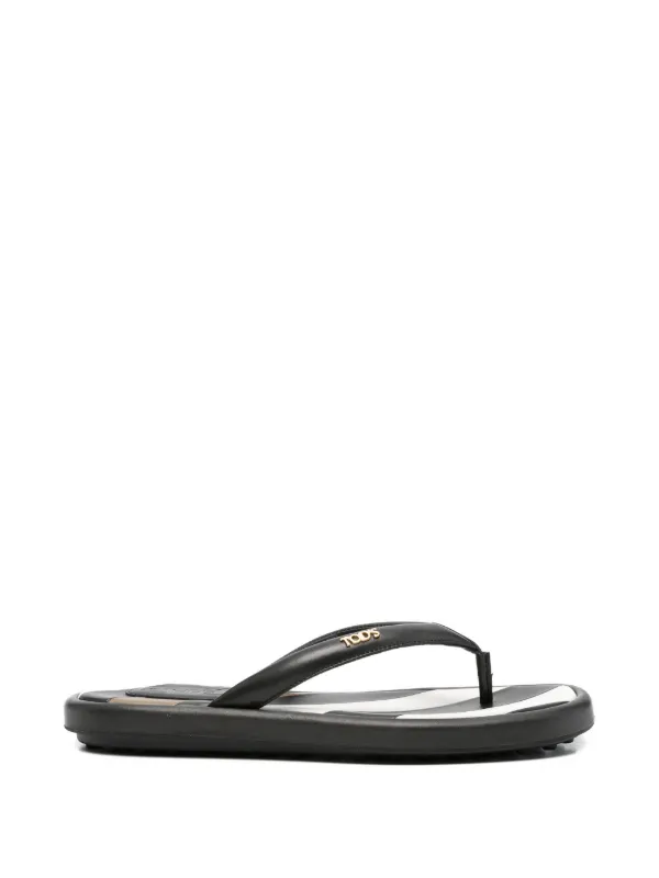 Tod's Logo Thong Sandals in Black