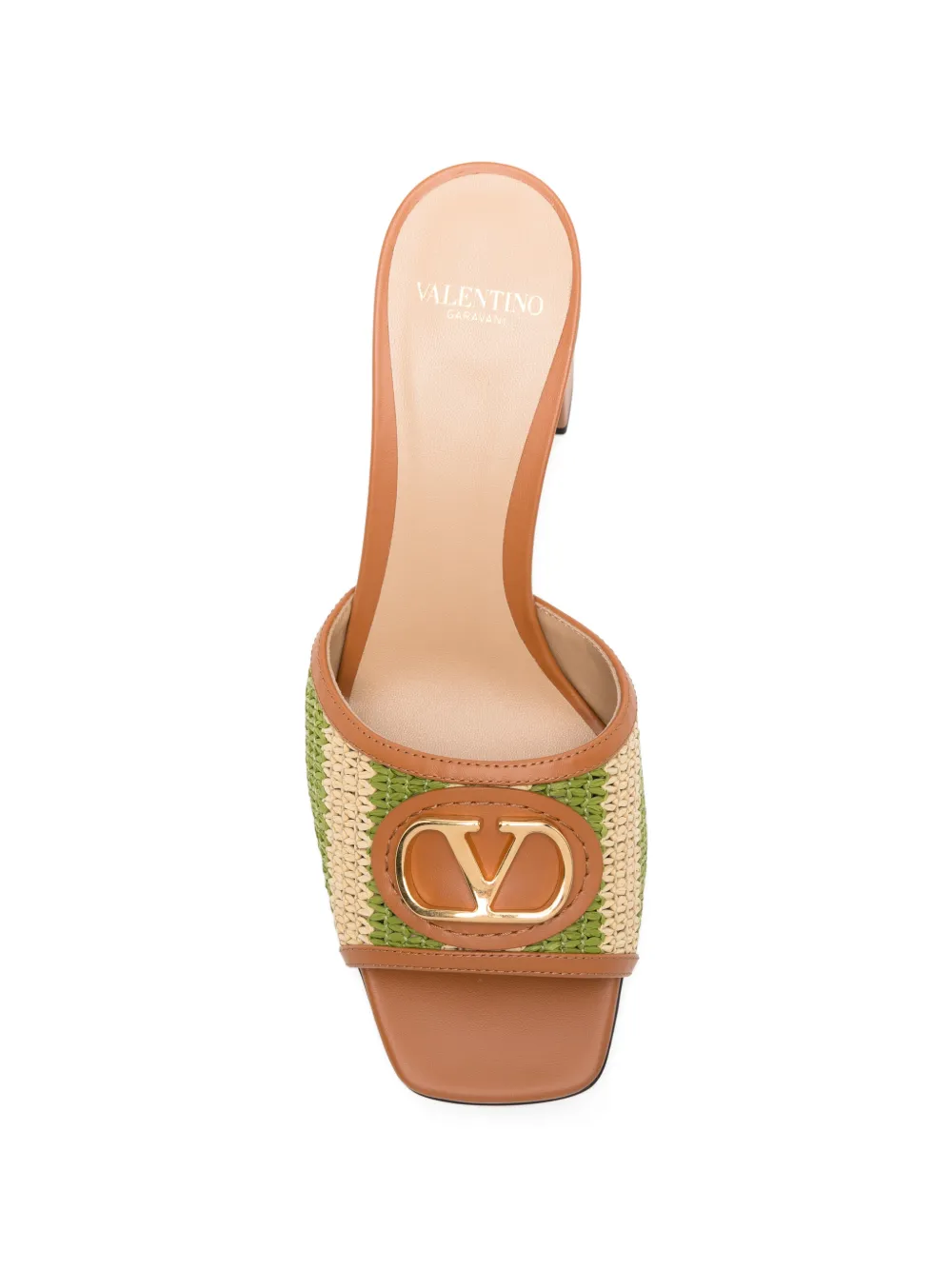Valentino Garavani logo-appliqué striped sandals Beige