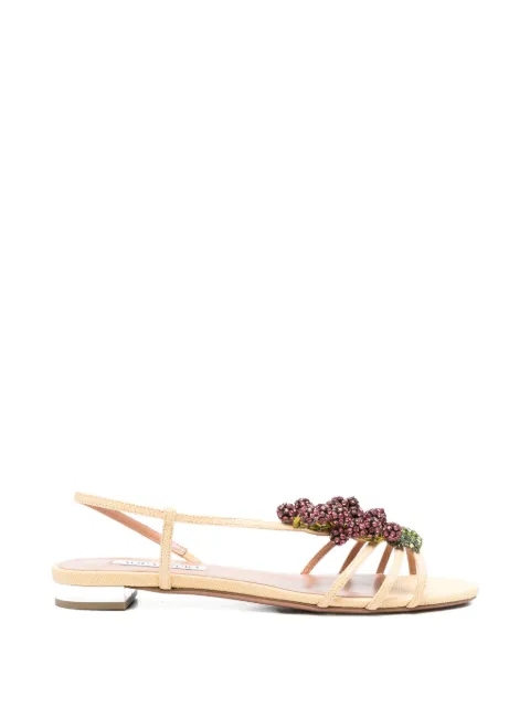Aquazzura crystal-embellished raffia sandals