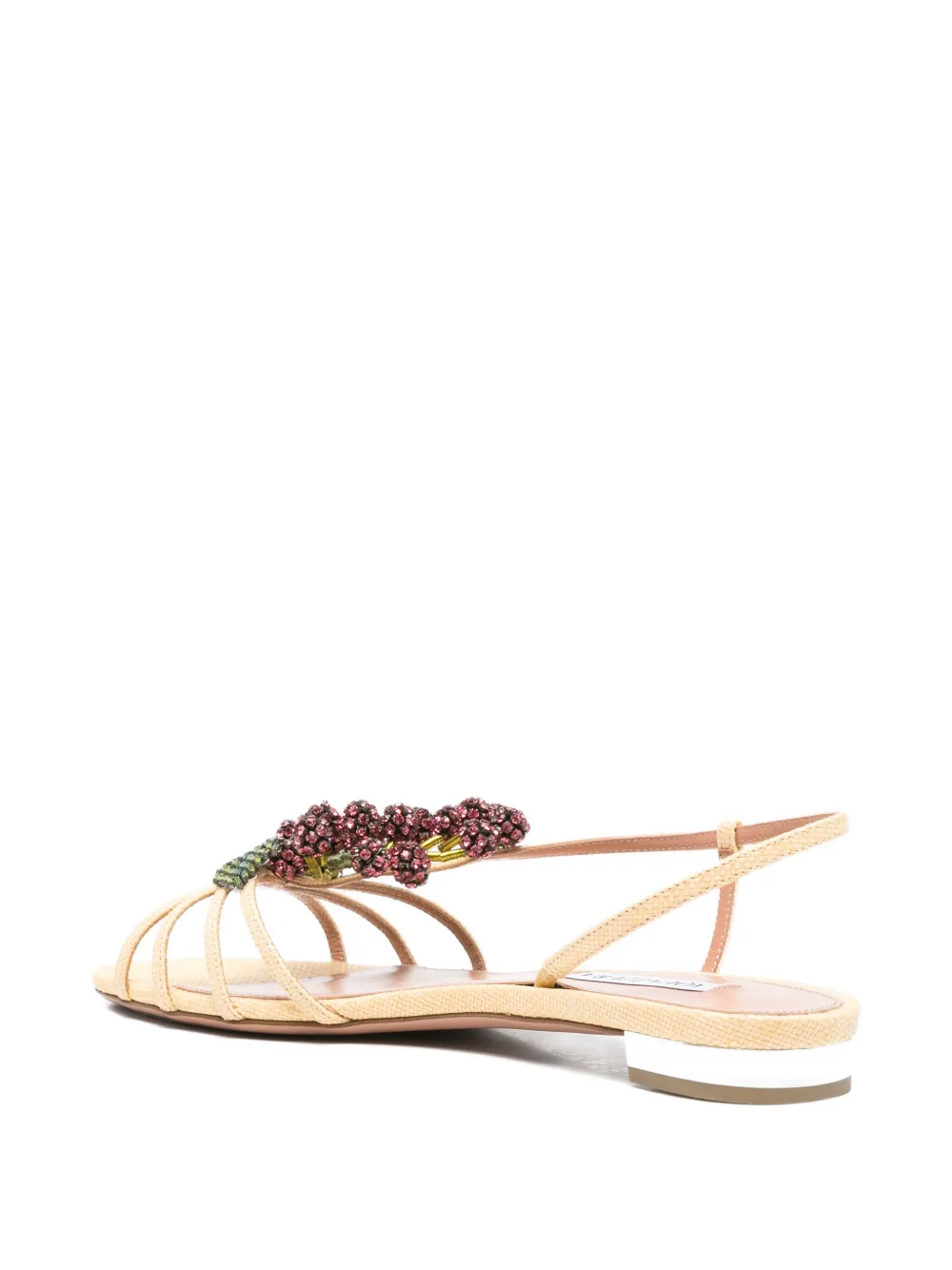 Aquazzura crystal-embellished raffia sandals Beige