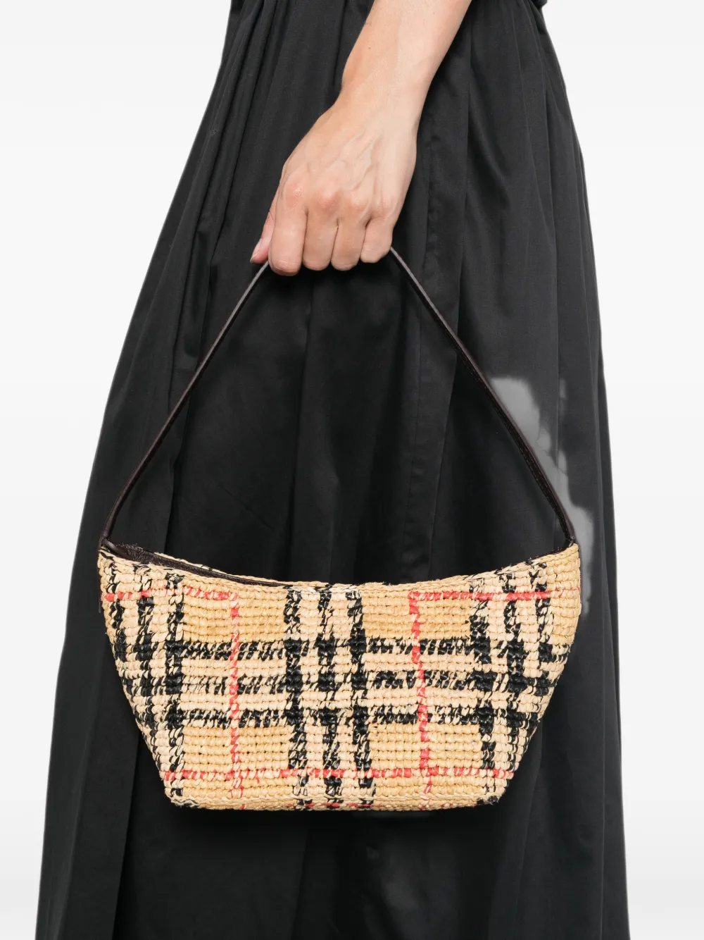 Burberry Margate raffia schoudertas Beige