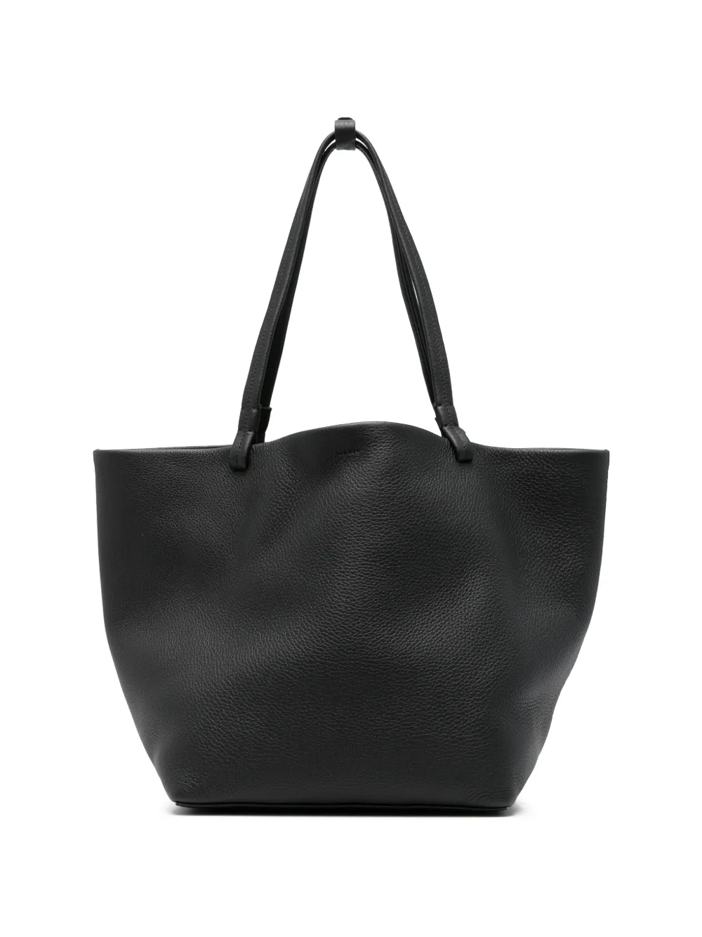 The Row Park Three Grained-leather Tote Bag In Black
