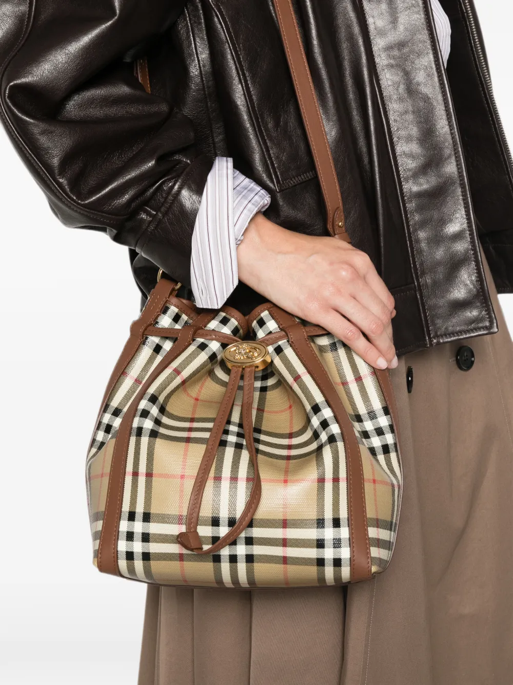 Burberry Kleine Check bucket-tas Beige