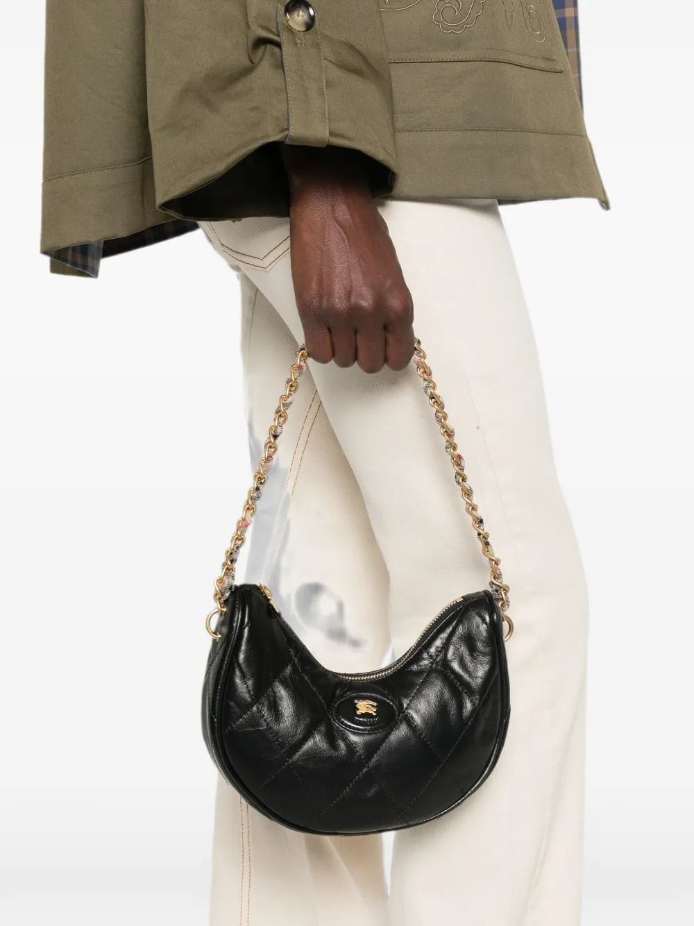 Burberry Horseshoe tas met ketting Zwart