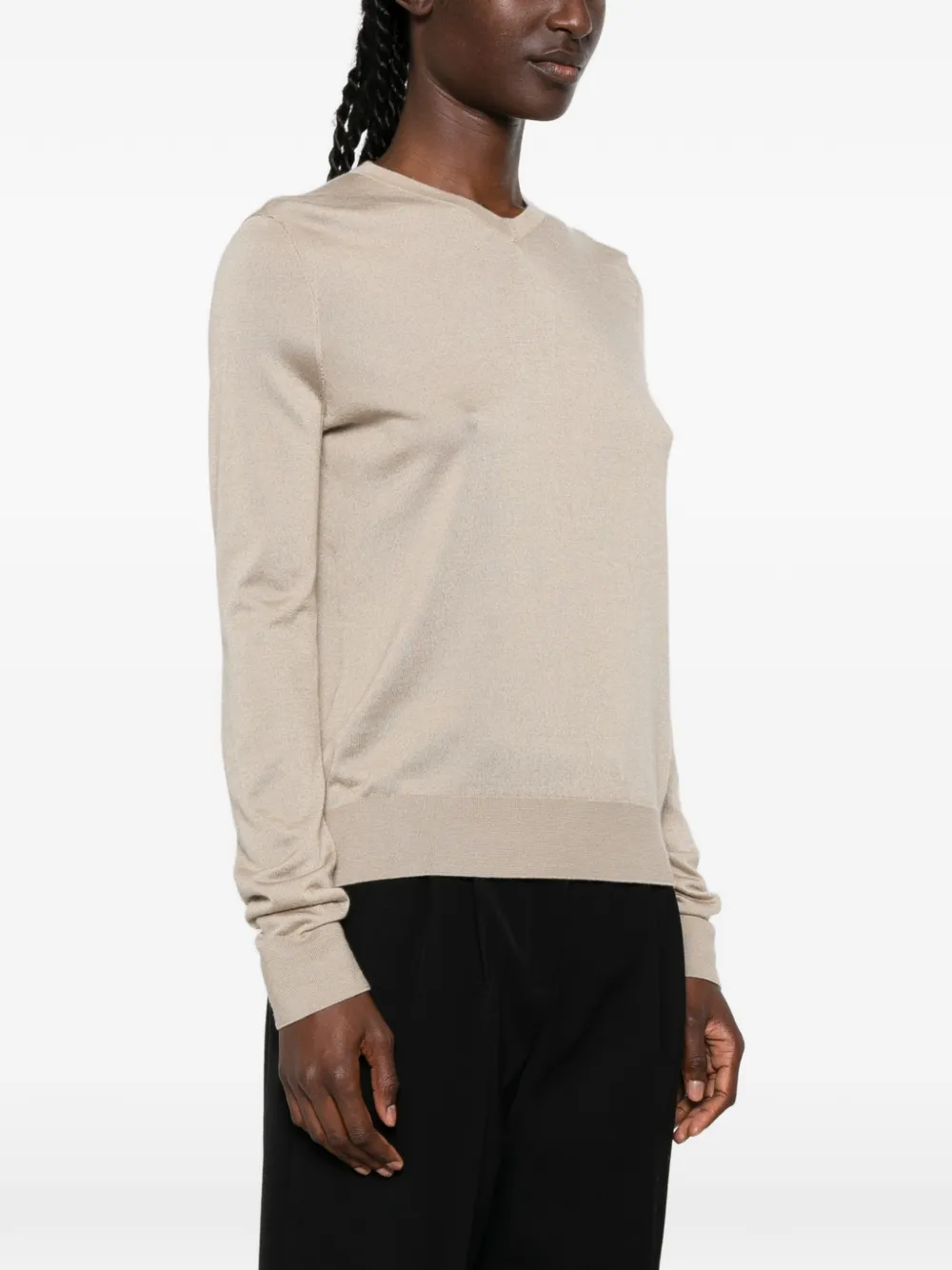 The Row Ondre V-neck Jumper in Neutrals, view 3
