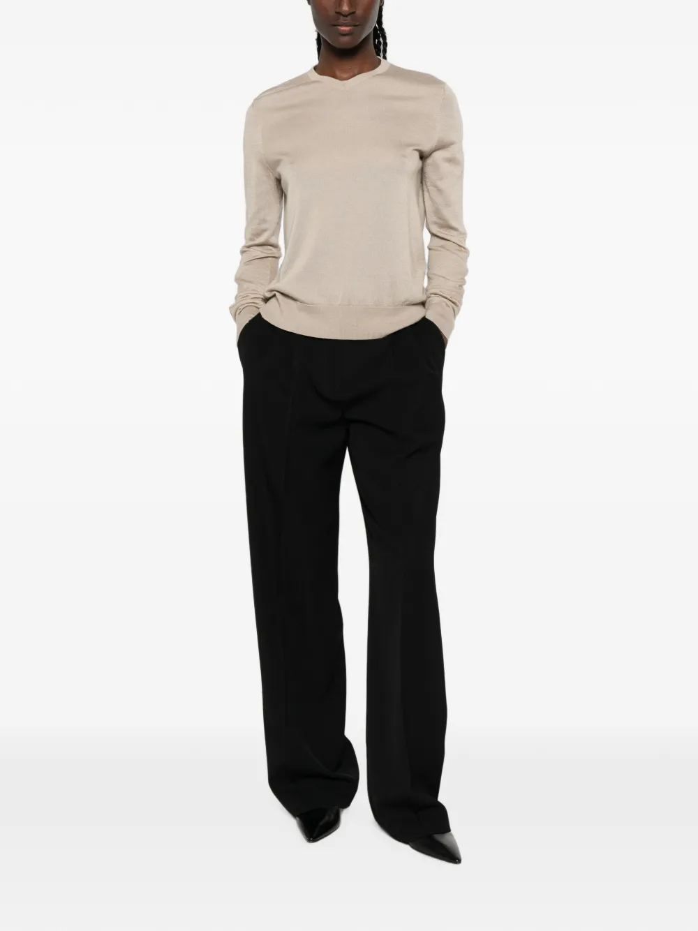 The Row Ondre V-neck Jumper in Neutrals, view 2